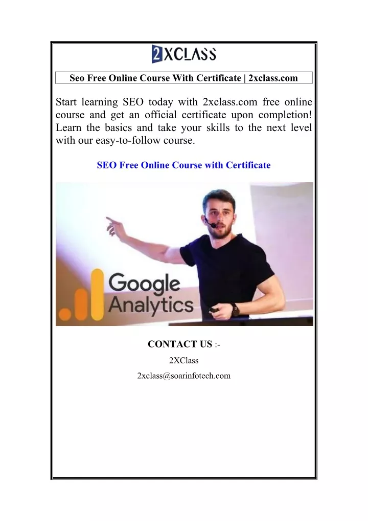 seo free online course with certificate 2xclass