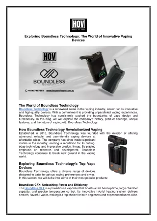 Exploring Boundless Technology The World of Innovative Vaping Devices