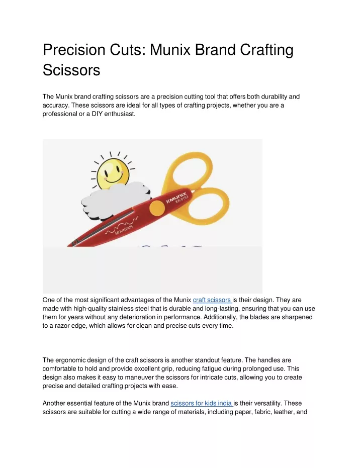 precision cuts munix brand crafting scissors