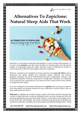 Alternatives To Zopiclone: Natural Sleep Aids That Work