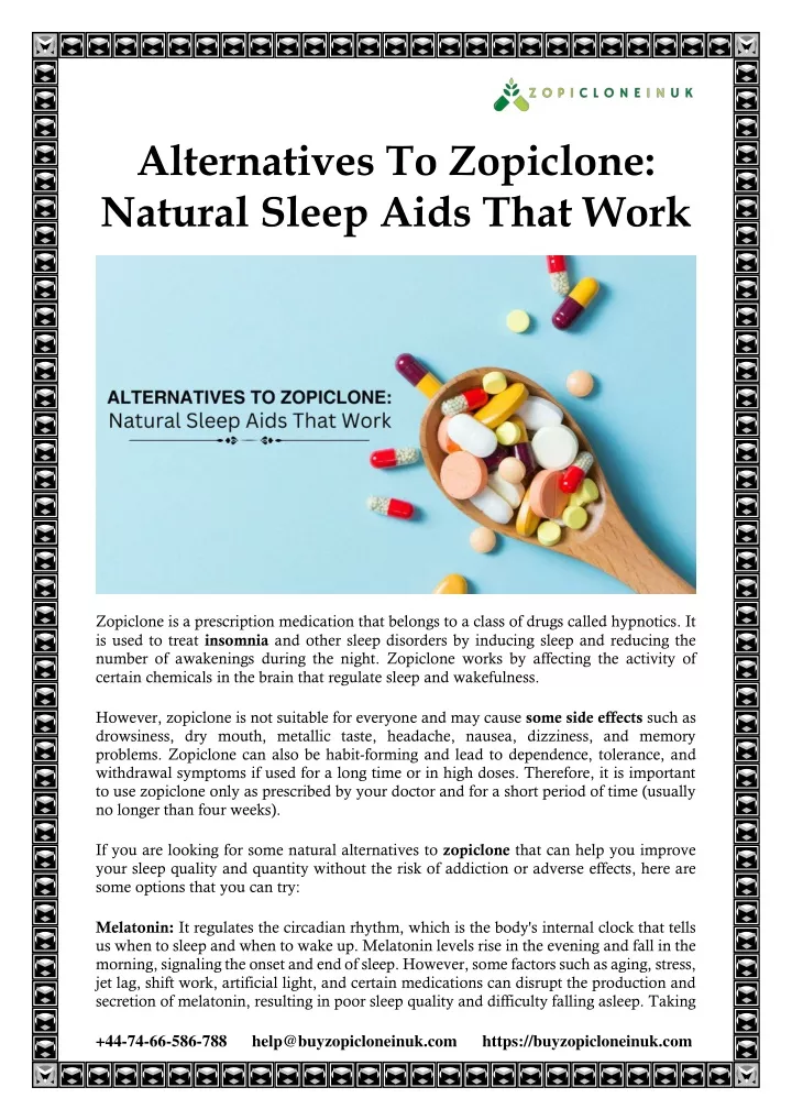 alternatives to zopiclone natural sleep aids that