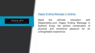 Happy Ending Massage In Sydney  Slipperybliss.com