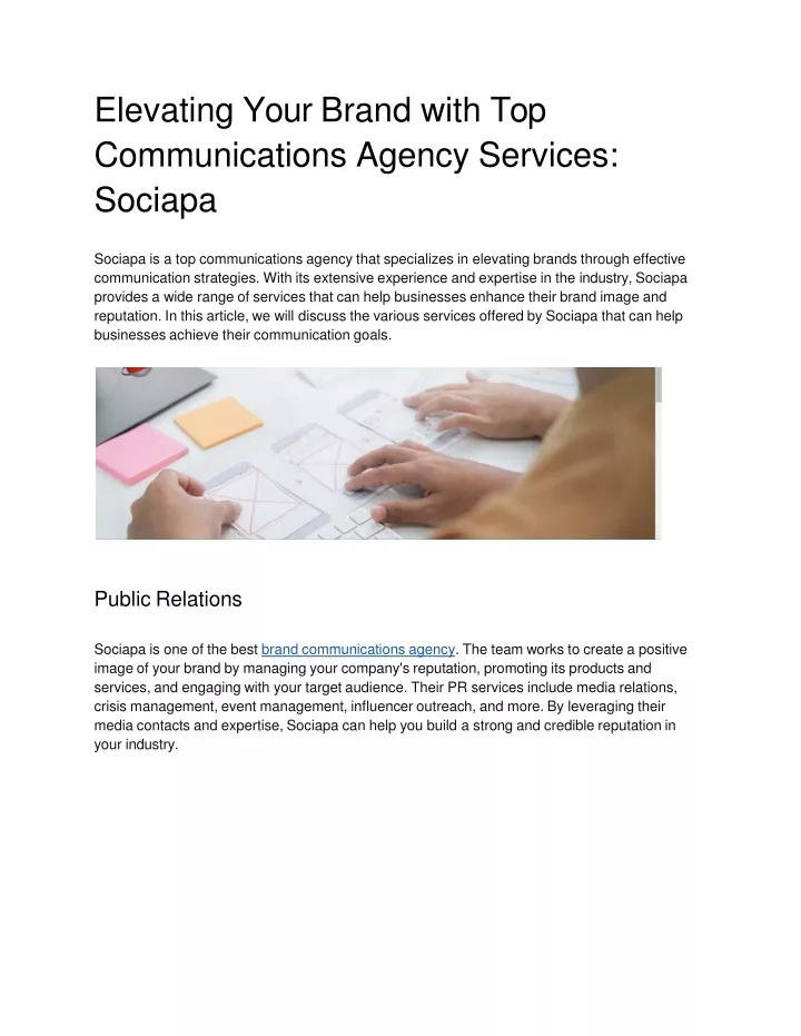 elevating your brand with top communications agency services sociapa
