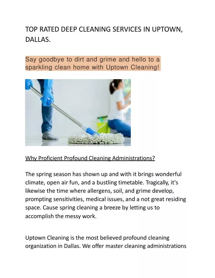 top rated deep cleaning services in uptown dallas