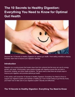 The 10 Secrets to Healthy Digestion_ Everything You Need to Know for Optimal Gut Health