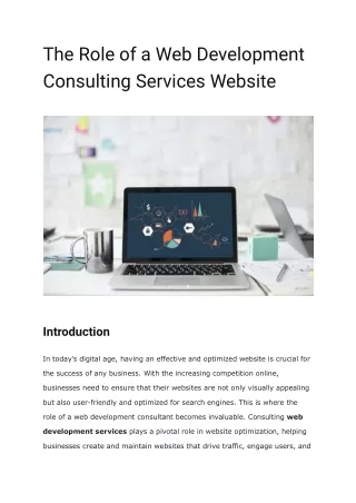The Role of a Web Development Consulting Services Website