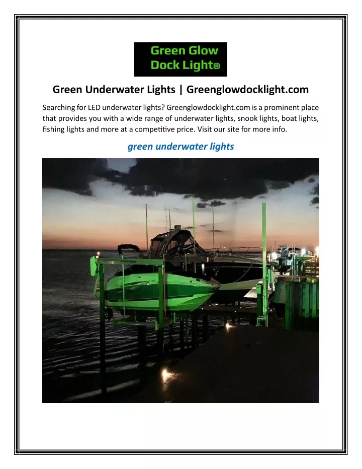 green underwater lights greenglowdocklight com