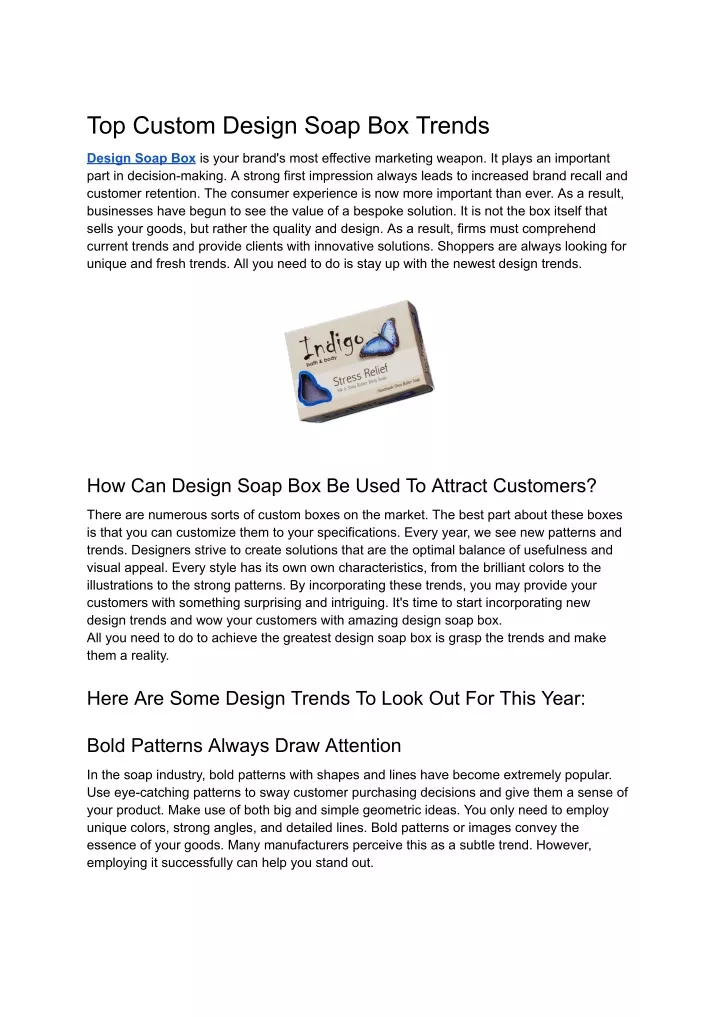 top custom design soap box trends