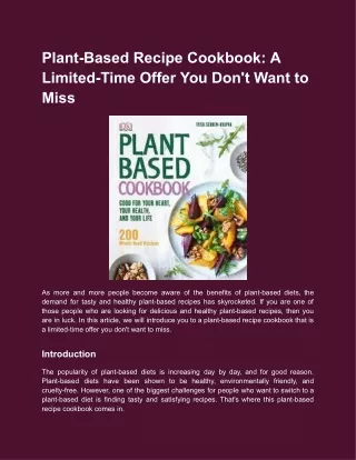 Plant-Based Recipe Cookbook_ A Limited-Time Offer You Don't Want to Miss