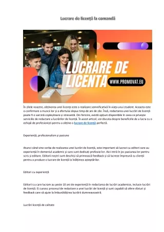 n zilele noastre ob inerea unei licen e este