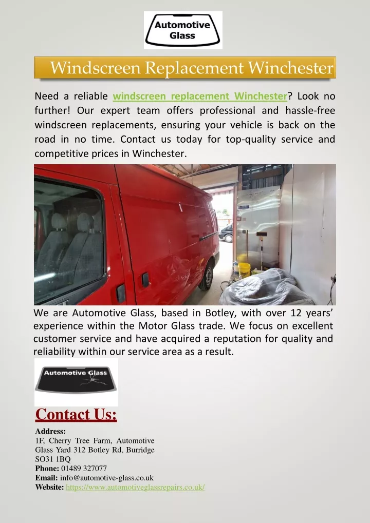 windscreen replacement winchester