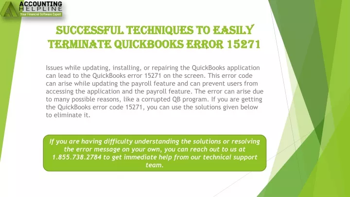 successful techniques to easily terminate quickbooks error 15271