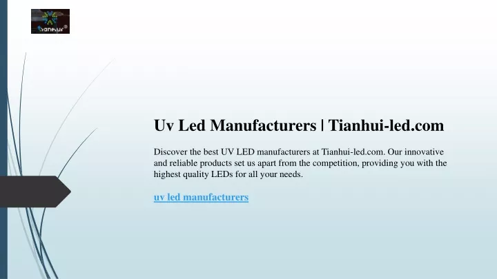 uv led manufacturers tianhui led com discover