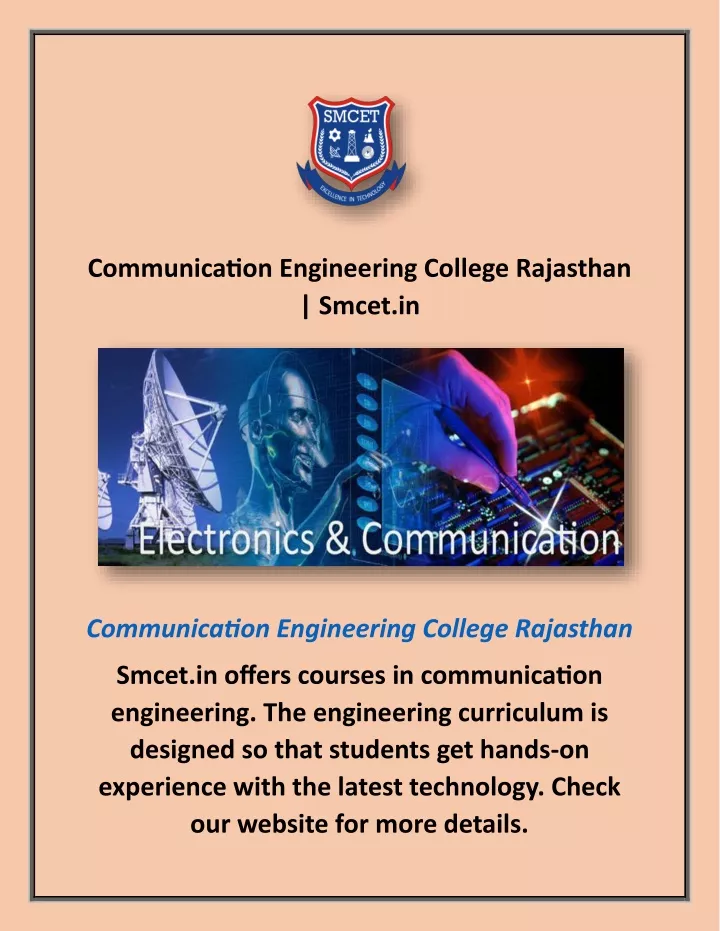 communication engineering college rajasthan smcet