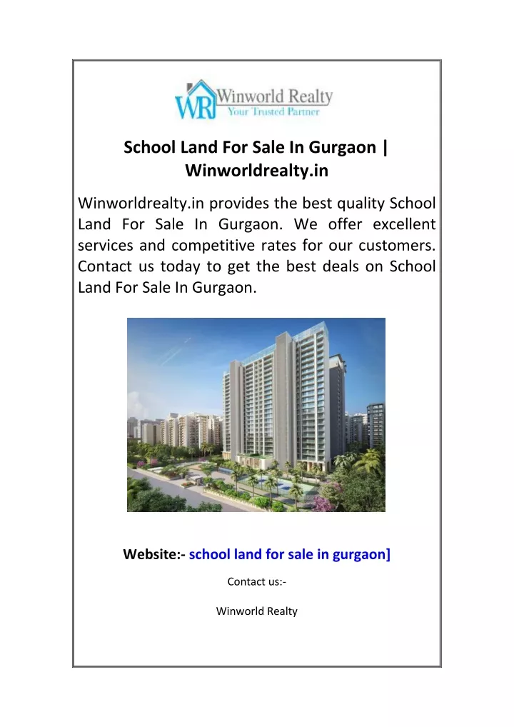 school land for sale in gurgaon winworldrealty in