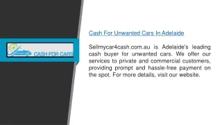 Cash for Unwanted Cars in Adelaide  Sellmycar4cash.com.au