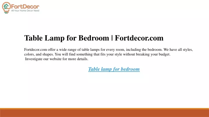 table lamp for bedroom fortdecor com fortdecor