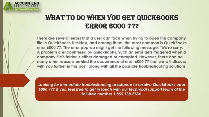 what to do when you get quickbooks error 6000 77