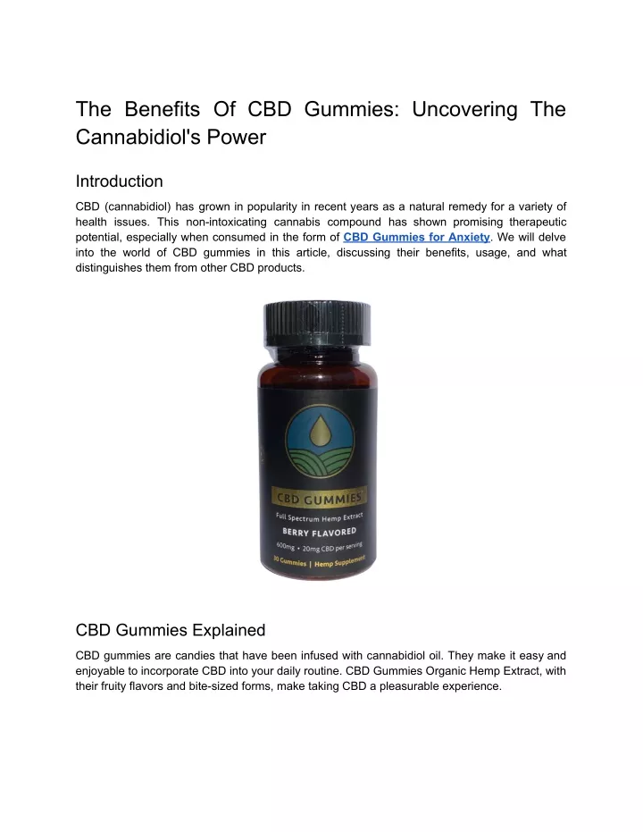 the benefits of cbd gummies uncovering