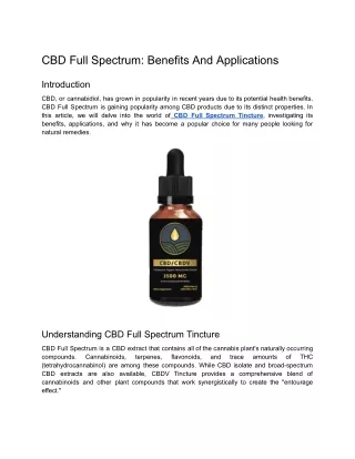 CBD Full Spectrum: Benefits And Applications