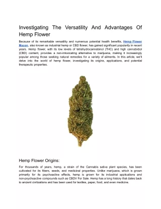 Investigating The Versatility And Advantages Of Hemp Flower