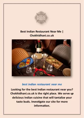 Best Indian Restaurant Near Me | Chokhidhani.co.uk