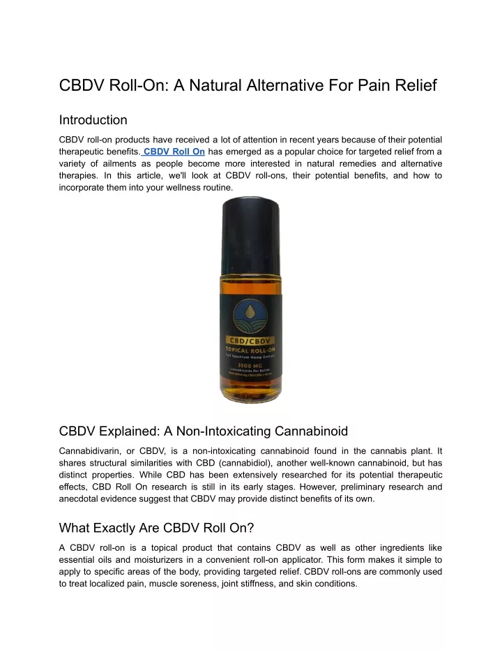 cbdv roll on a natural alternative for pain relief