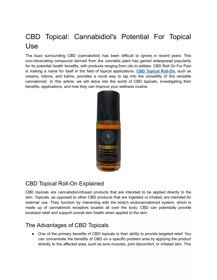cbd topical cannabidiol s potential for topical