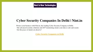 Cyber Security Companies In Delhi Nint.in