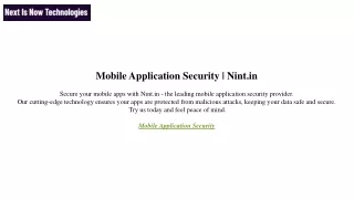 Mobile Application Security Nint.in