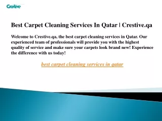 Best Carpet Cleaning Services In Qatar  Crestive.qa