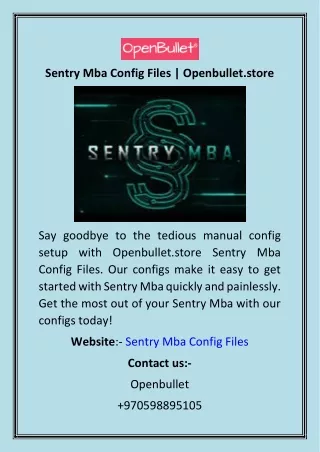 Sentry Mba Config Files  Openbullet.store