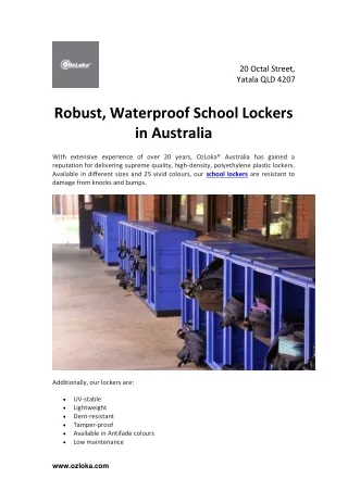 Robust, Waterproof School Lockers in Australia