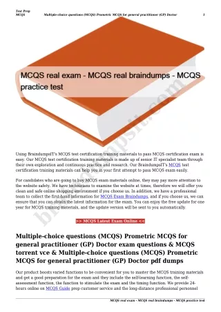 MCQS real exam - MCQS real braindumps - MCQS practice test