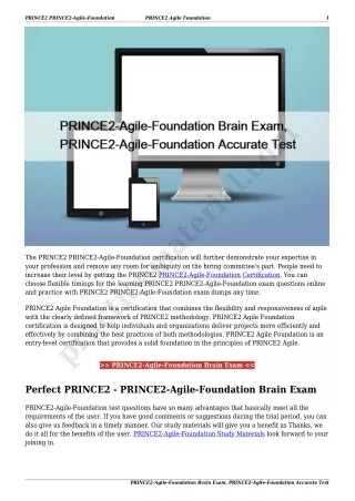 PRINCE2-Agile-Foundation Brain Exam, PRINCE2-Agile-Foundation Accurate Test