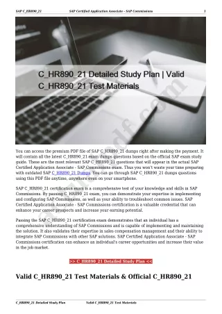 C_HR890_21 Detailed Study Plan | Valid C_HR890_21 Test Materials