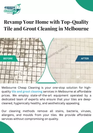 Revamp Your Home with Top-Quality Tile and Grout Cleaning in Melbourne