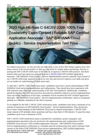 2023 High Hit-Rate C-S4CSV-2208–100% Free Trustworthy Exam Content | Reliable SAP Certified Application Associate - SAP
