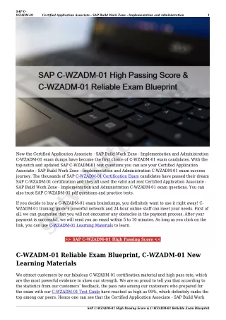 SAP C-WZADM-01 High Passing Score & C-WZADM-01 Reliable Exam Blueprint