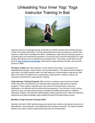 Unleashing Your Inner Yogi_ Yoga Instructor Training In Bali