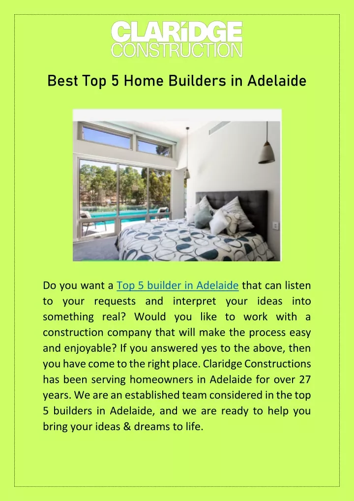 best top 5 home builders in adelaide