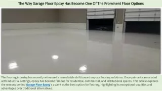 the way garage floor epoxy has become one of the prominent floor options