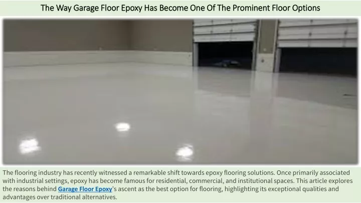 the way garage floor epoxy has become one of the prominent floor options