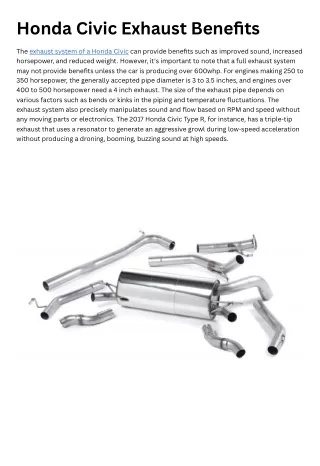 Honda Civic Exhaust Benefits