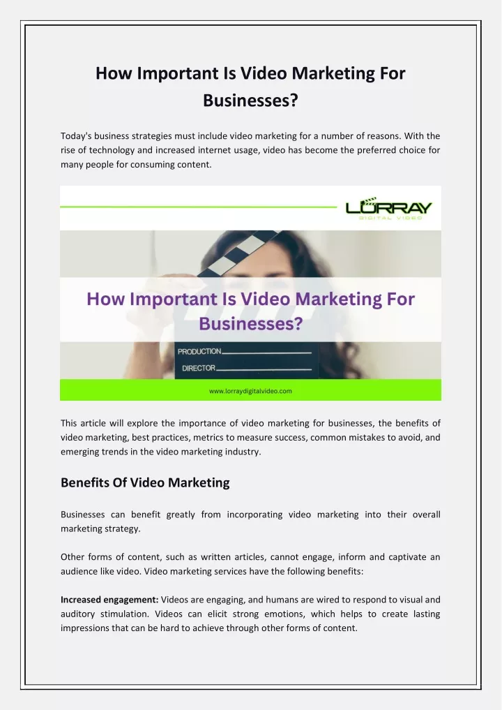 how important is video marketing for businesses