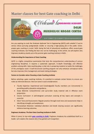 master classes for best gate coaching in delhi
