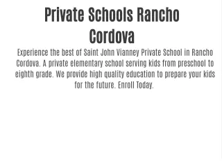 Private Schools Rancho Cordova