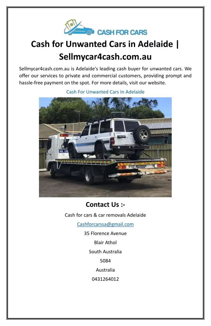 cash for unwanted cars in adelaide sellmycar4cash