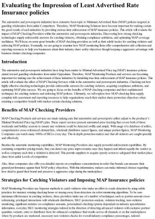 Assessing the Impact of Minimum Advertised Price Policies