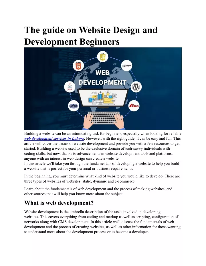 the guide on website design and development